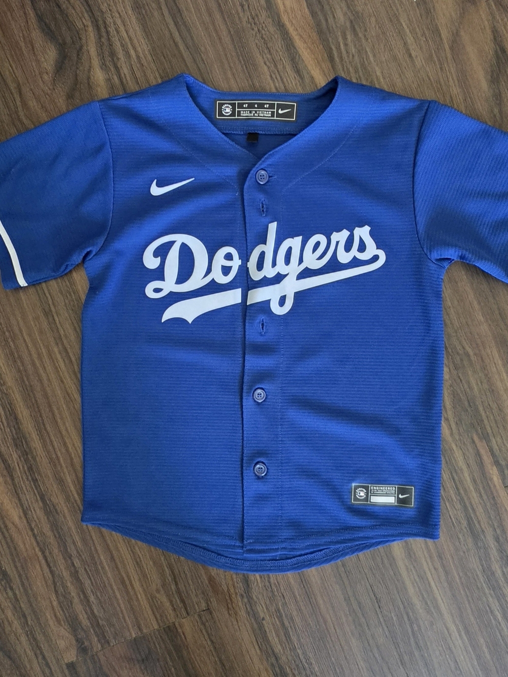 Nike Kids Dodgers Blue Button-Front Baseball Jersey
